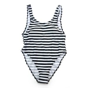 Sexy One Piece Black / White Stripe Swimsuit L